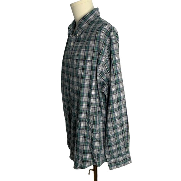 Croft & Barrow Plaid Button-Down Long Sleeve Shirt XL Easy Care Green/Blue - Picture 3 of 6